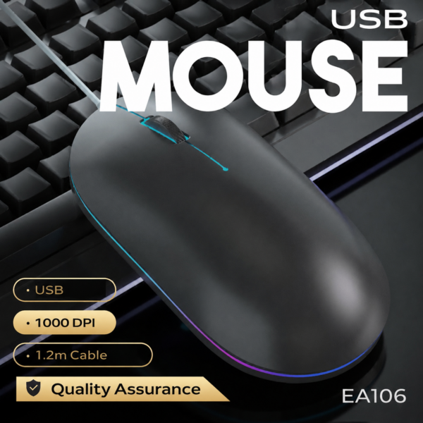 EA 106 HIGH PERFORMANCE USB Mouse 1.2 Meter Cable