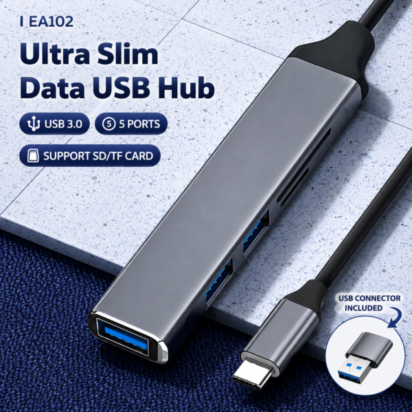 EA 102 USB HUB WITH CARD READER  - 3.0 High Speed Data Transfer