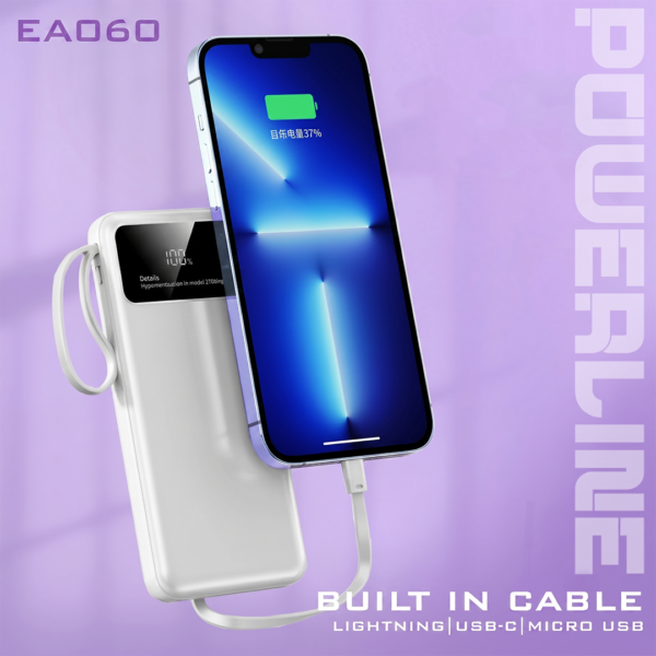 EA 060 Econpower - 10000mAh Powerbank with 4 detachable built in cable & mobile stand