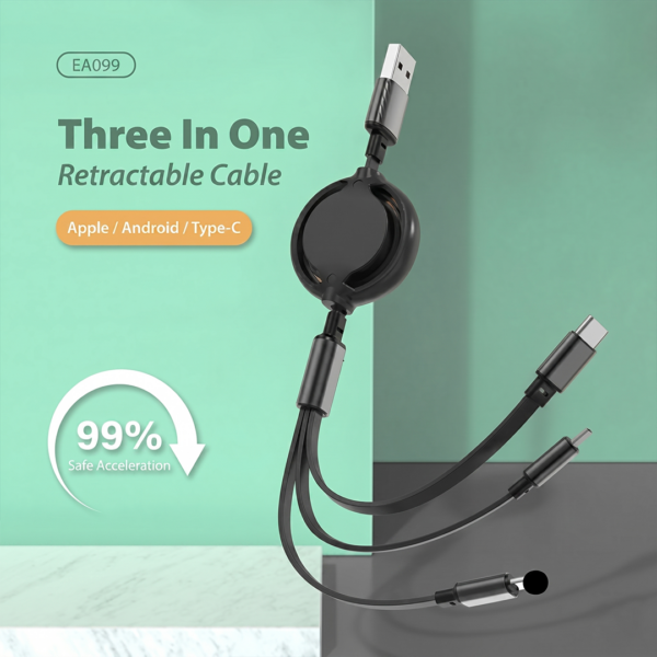 EA 099 MULTICABLE - 3 in 2 Retractable - 2.4A Fast Charge