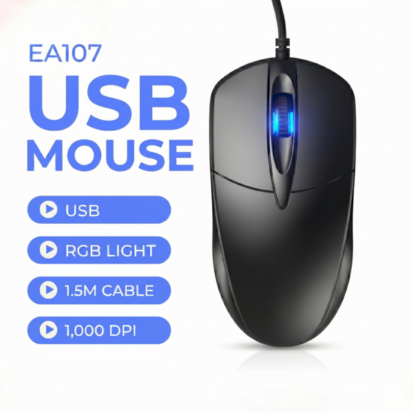 EA 107 HIGH PERFORMANCE USB Mouse 1.2 Meter Cable