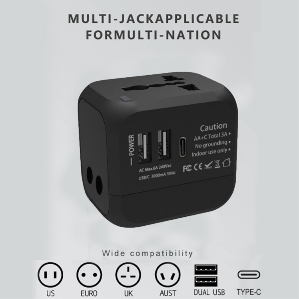 EA 021 Travel Adaptor 2 USB + 1 TYPE-C port - 3.0A FAST CHARGE